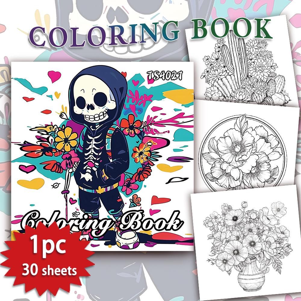 Carte de colorat pentru adolescenți, 30 de modele diferite, 8,3x 8,3 inci hârtie groasă de 100gsm, potrivită pentru eliberare emoțională, cadouri de sărbători