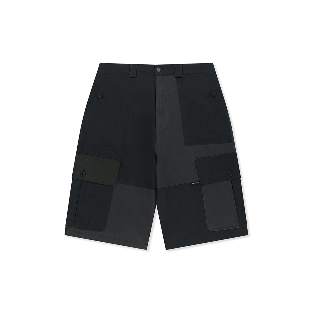 [Matinkim] PATCHWORK CARGO BERMUDA PANTS FOR MEN IN CHARCOAL L