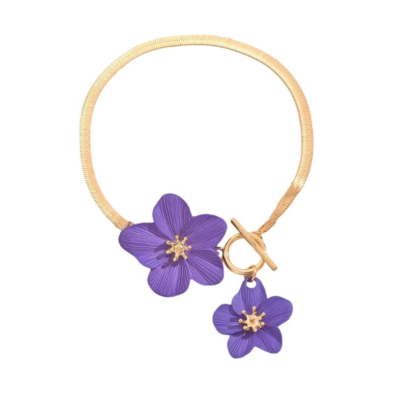 A52E Fashionable Adjustable Anklet Chain Floral Designs Women’s Jewelry for Her