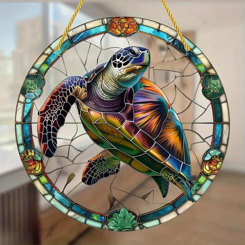 Garten-Sonnenfänger im Schildkröten-Stil aus Buntglas, Garten-Sonnenfänger aus Acryl, geeignet als Dekoration für Haus und Garten, Veranda, Schlafzimmer und Partygeschenke