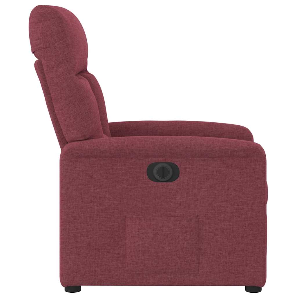 Electric Recliner Chair Burgundy Fabric