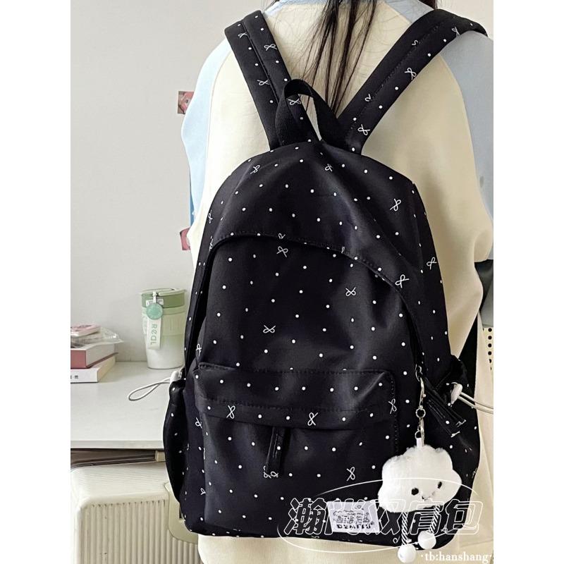 

школьный рюкзак школьный рюкзак для девочек-подростков девчачий сердечко в горошек бант универсальный высокая ценность для учеников начальной школы рюкзак женский новые модели single pack чёрный