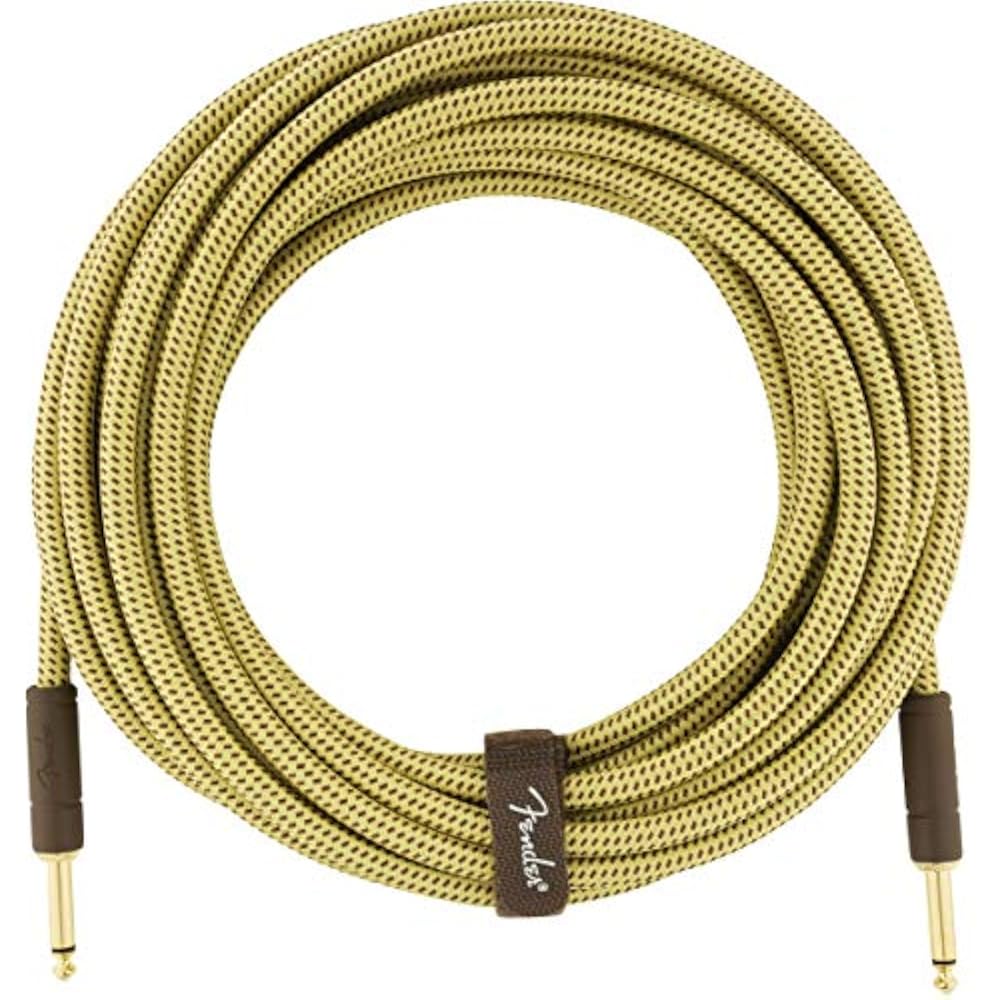 Fender Shield Cable Deluxe Series Instrument Cable, Straight/Straight, 25', Tweed 08
