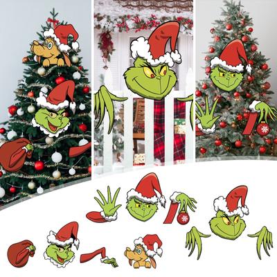 Christmas Decoration Santa Voyeur Greetings Fence Decoration Outdoor Fence Sign Snowman