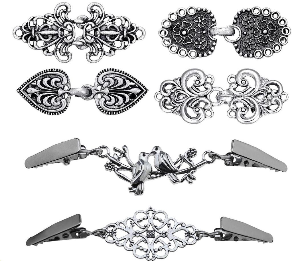 Retro Chinese Alloy Shawl Clip: Creative Hollow Scarf Buckle, Double Sweater Clip Brooch Travel Accessory.