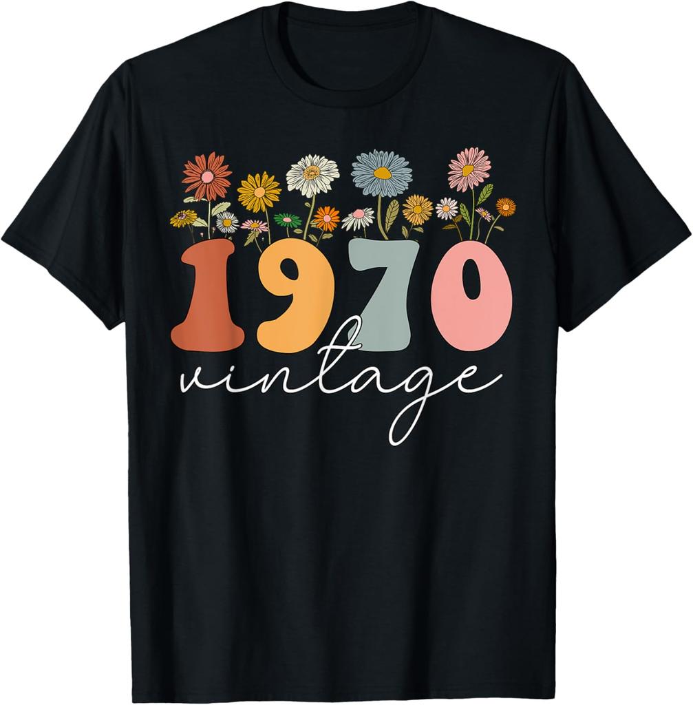 55 Year Old Made In 1970 Floral 55th Birthday Women T-Shirt Printed Graphic T Shirts Streetwear Outdoor Pullover
