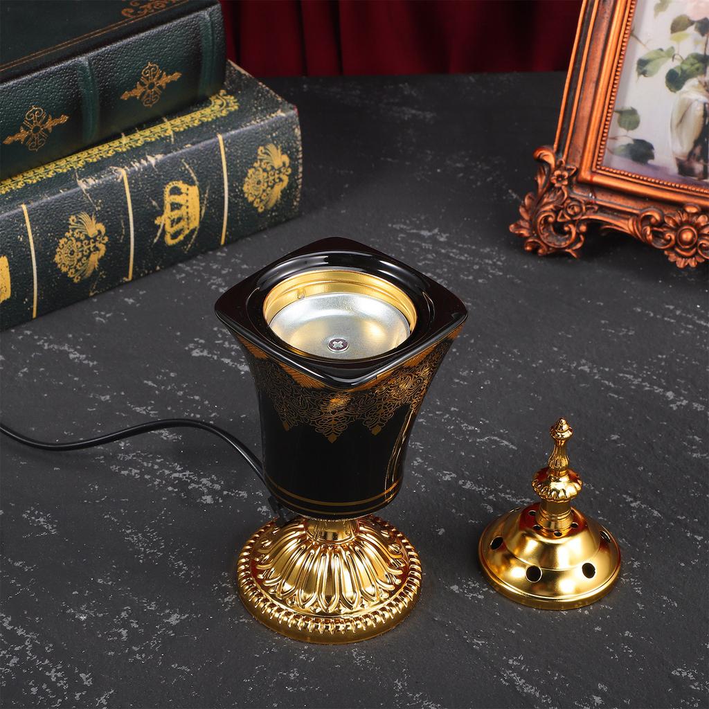 Retro Electric Incense Burner Metal Ceramic Construction Aromatherapy Air Purifier for Home Office Yoga Studio Decorative Censer