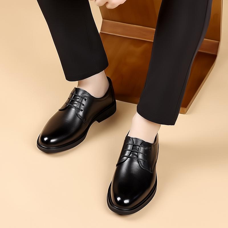 Fashion Outdoor Walk Flats Classic Men's Casual Leather Oxfords Shoes Lace Up Business Formal Dress Footwear Lace Up Male Derby Shoes
