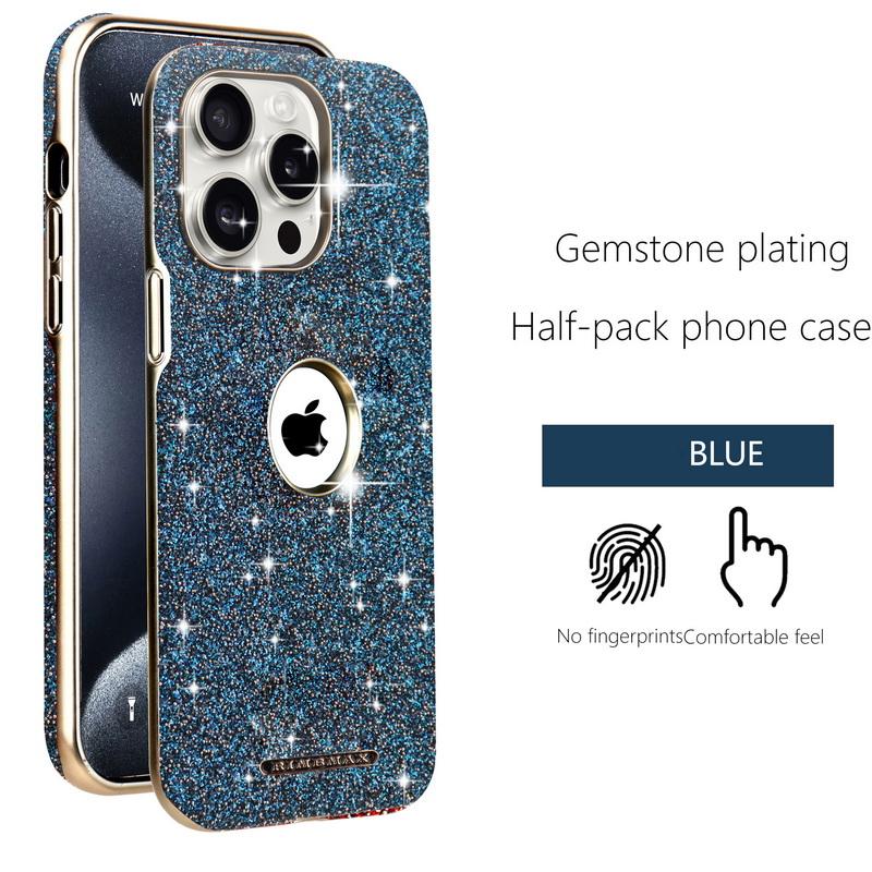 Luxury Glitter Jewel Glossy for MagSafe Phone Case For iPhone 16 Pro Max 15 14 Plus 13 12 Plating Shockproof Magnetic Hard PC Bumper Cover