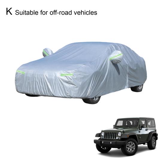 All Season Car Cover with Reflective Stripes Waterproof UV Reflective Snowproof Windproof Outdoor Vehicle Cover for Sun Rain Snow And Dust Universal