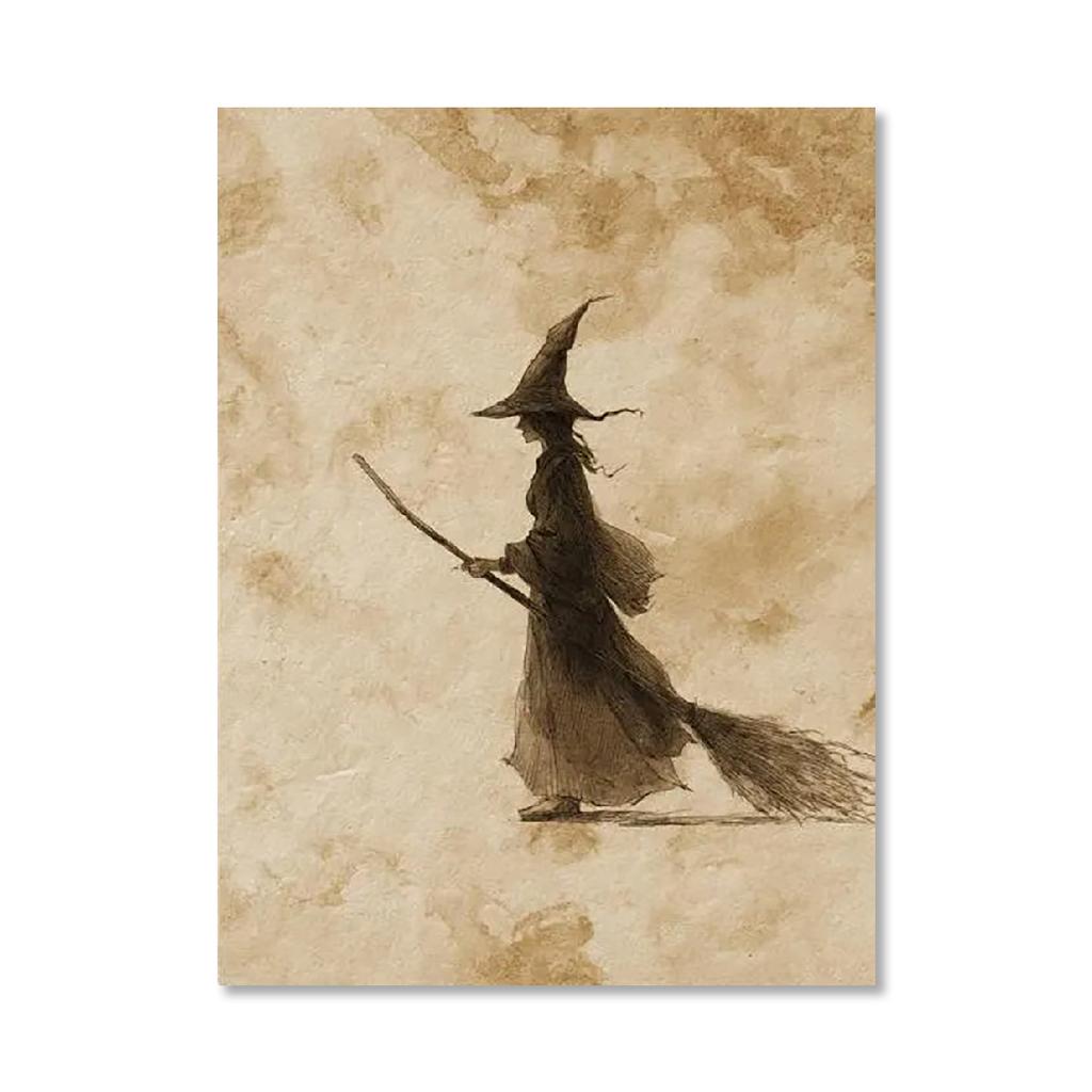 Autumn Leaves Jack-o-lanterns Canvas Prints Scary Witch Halloween Wall Art Posters for Modern Living Room Autumn Home Decor