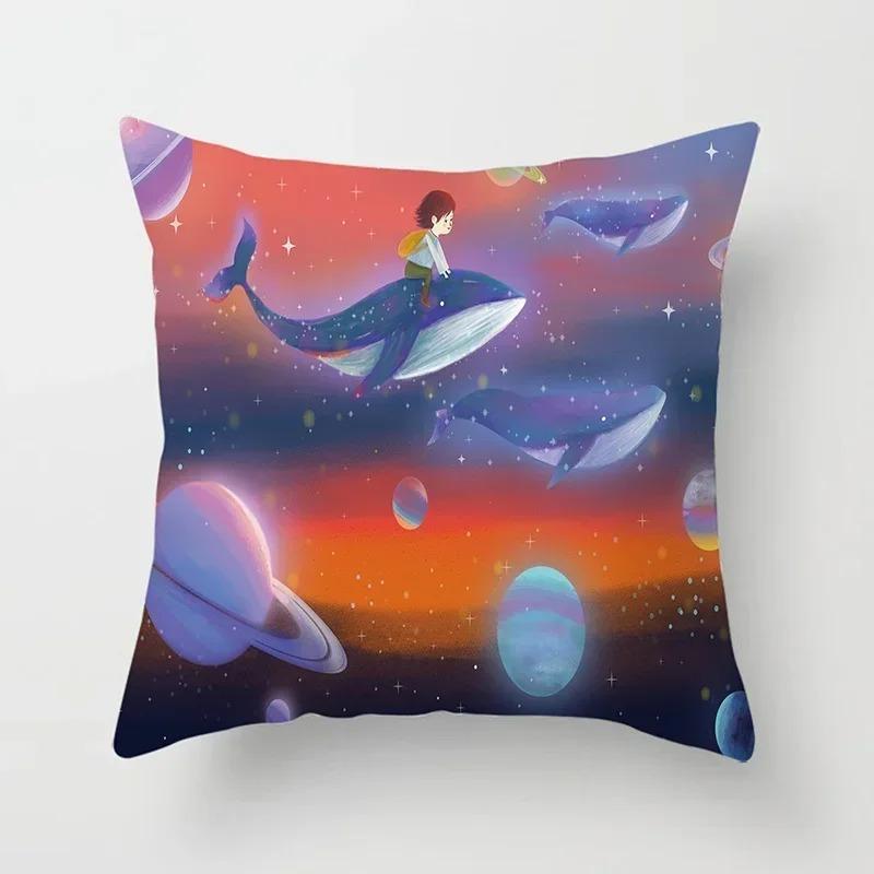 Life Series Printed Pillow Pillow Home Decor Whale Autumn Set Suitable for Bedroom Living Room