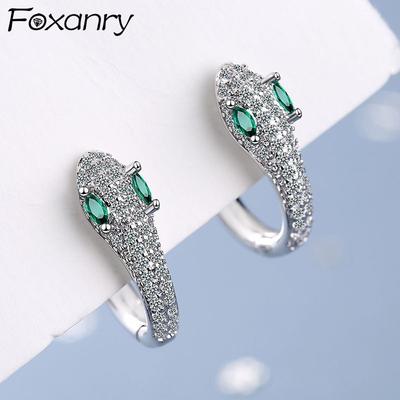 925 Sterling Silver Stud Earringstrendy Elegant Sparkling Zircon Little Snake Bride Jewelry