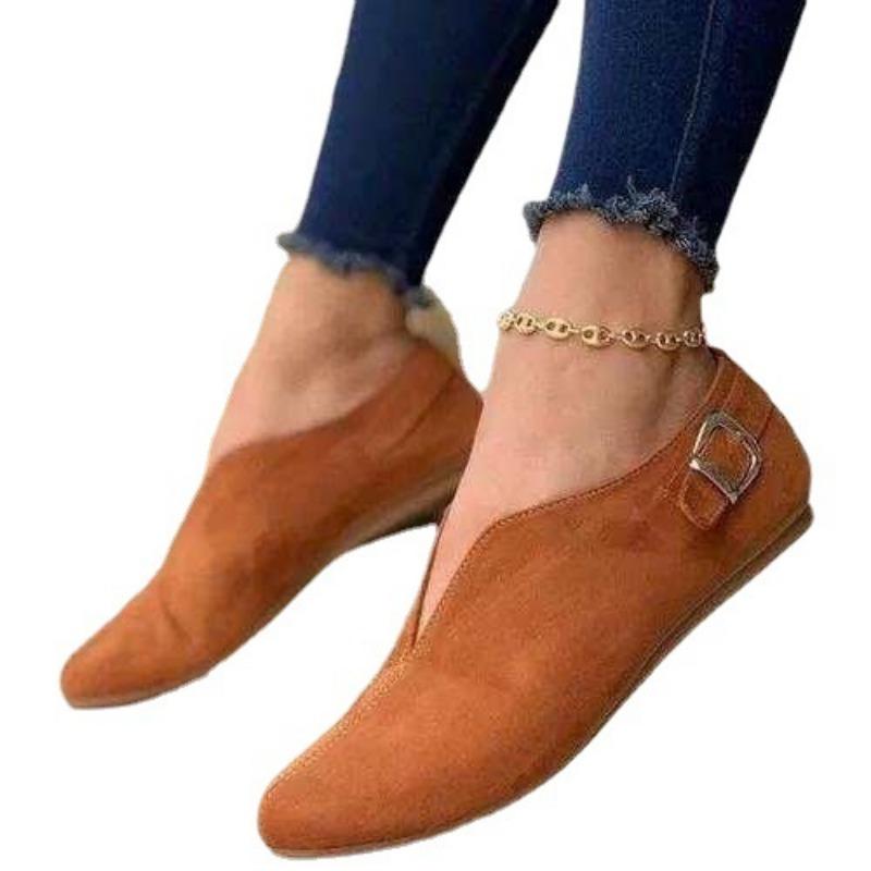 Spring and summer new flat bottom shallow mouth single shoes women wish large size belt buckle lazy shoes