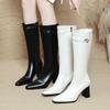 High-heeled Boots, Pointed Fashion, High-heeled Boots, Thin, Thick Heels, But Knee-length Leather Boots