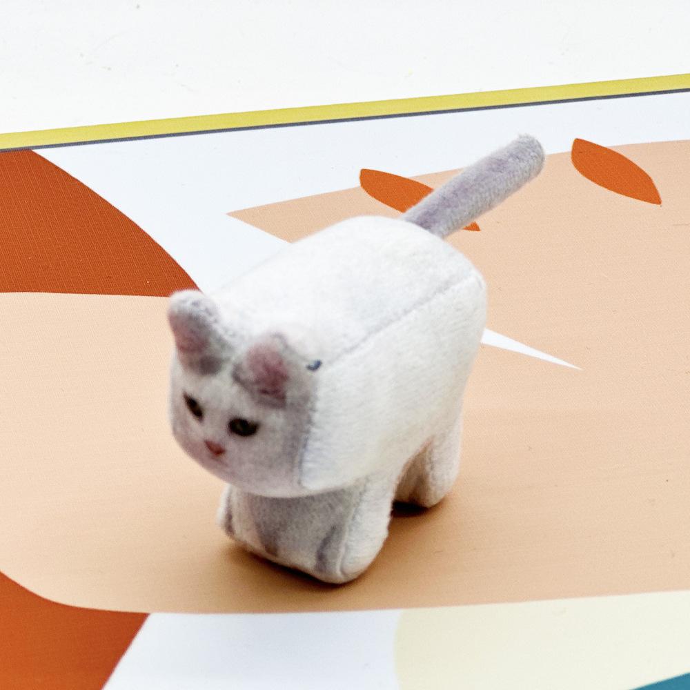 New Square Print Cat Simulation Cat Cute Small Ornaments Plush Doll