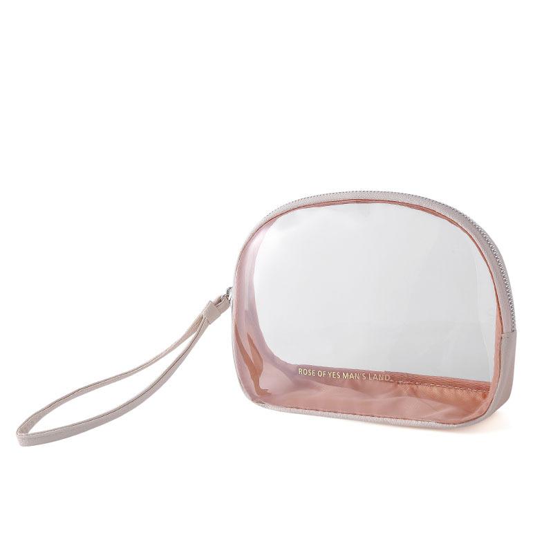2025 New Model, Portable, Transparent, Semi-circular Makeup Bag, PVC Material, Cosmetics Storage Bag, Waterproof Travel Wash Bag