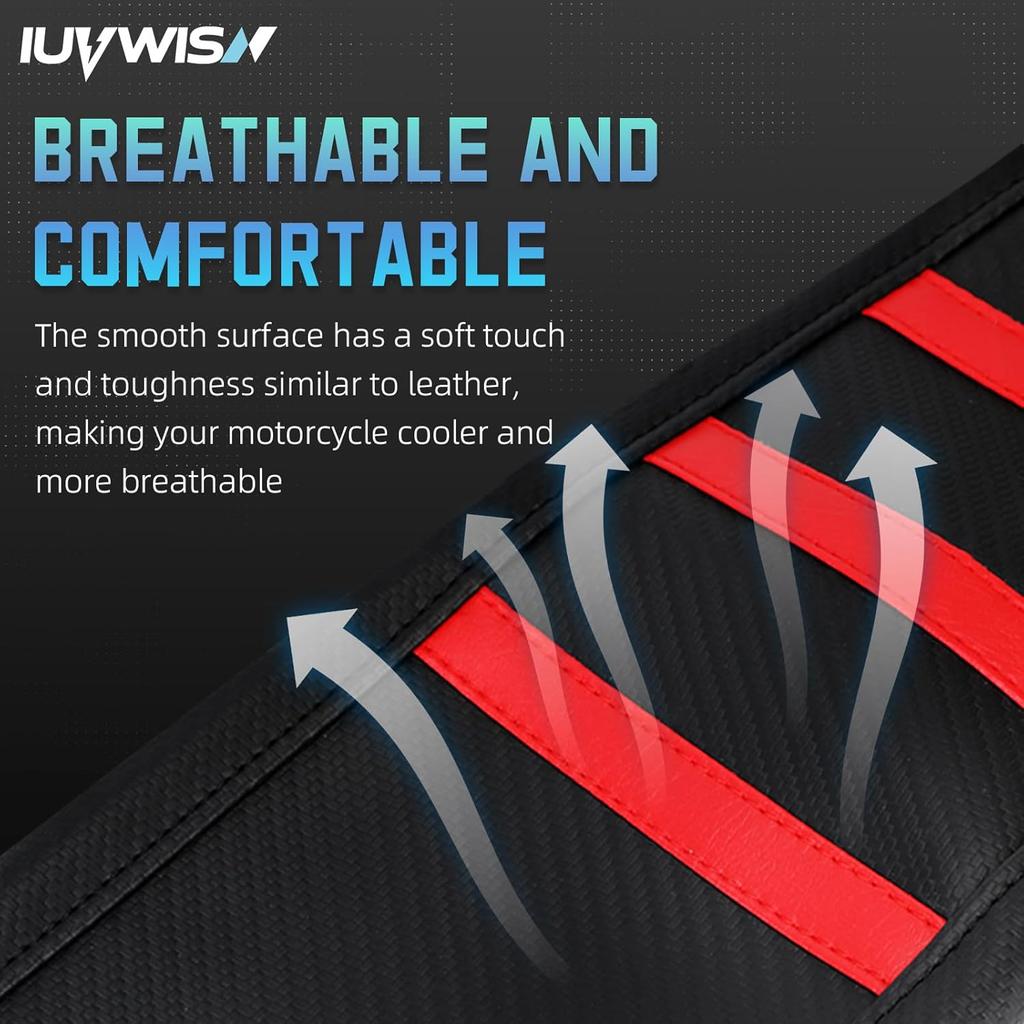 Motorcycle Ribbed Seat Cover for CRF50 CRF50F XR50 CRF 50 50F XR 50 Dirt Pit Bike Wrap Soft Seat Cushion Covers Protection Red