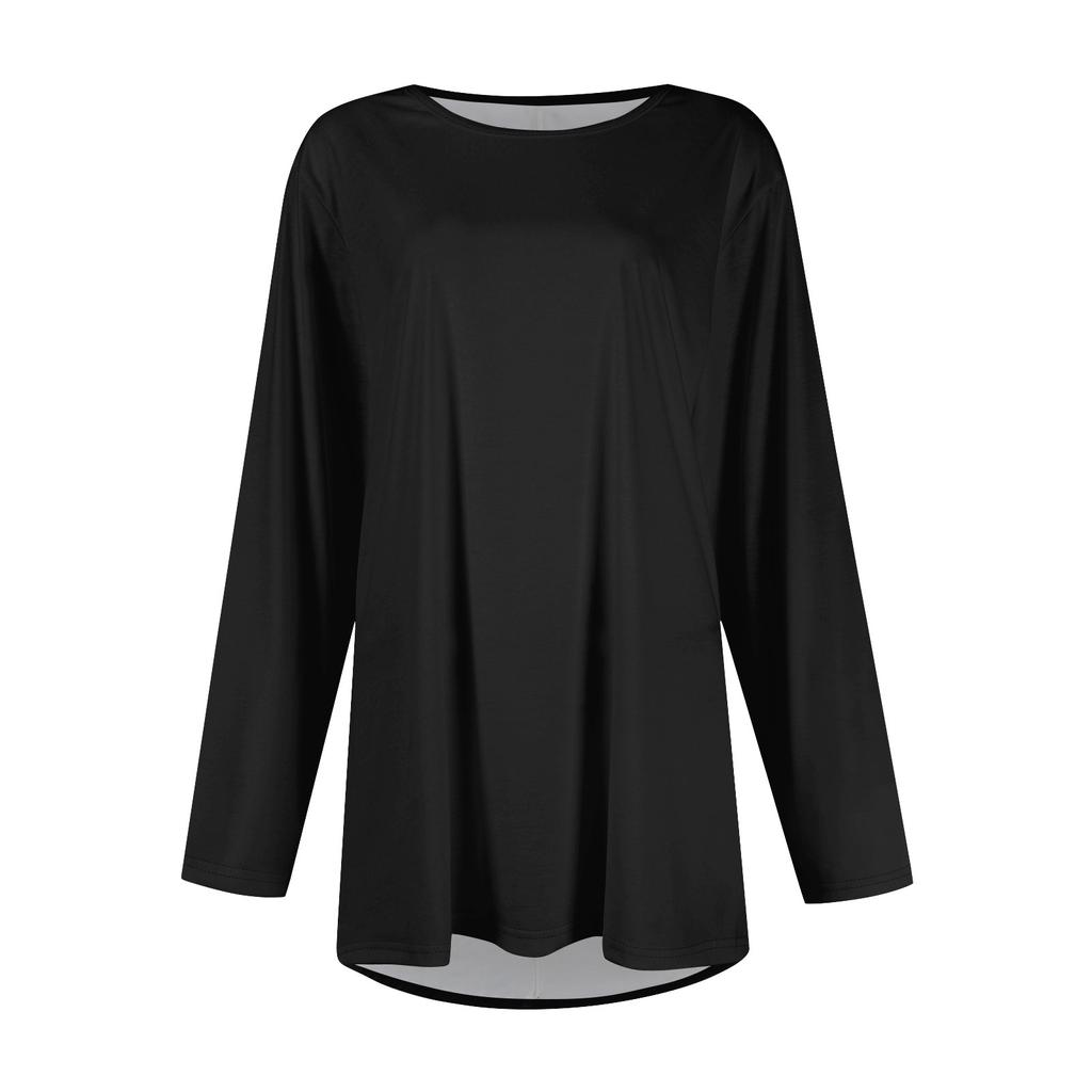 Women's Fashion Large Size Round Neck Long Sleeve Casual Color Loose Pullover Top