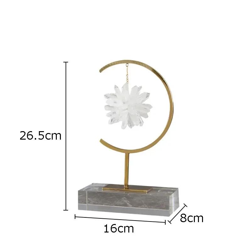 

Natural Crystal Flowers Statue Metal Crafts Desk Decoration Creative Crystal Base Flower Ornaments Room Aesthetics Furnishings