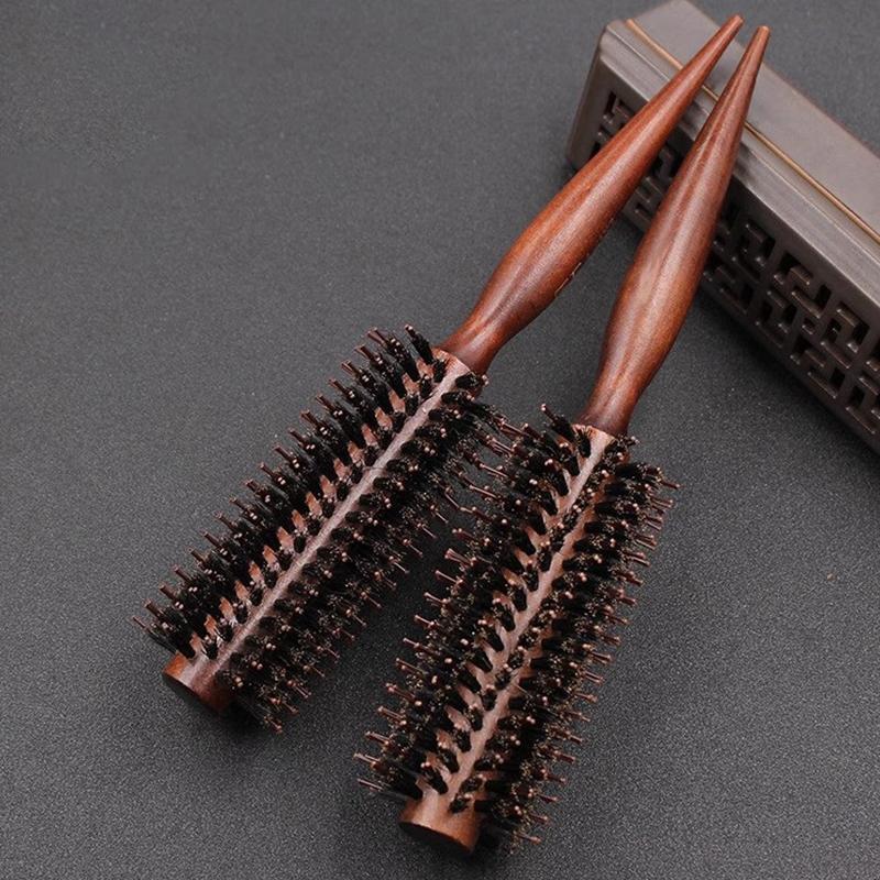 10/12/14Rows Anti Static Wood Boar Bristle Hair Round Brush Hair Dryer Styling Tool Teasing Brush For Hair Curly Comb Hair Brush