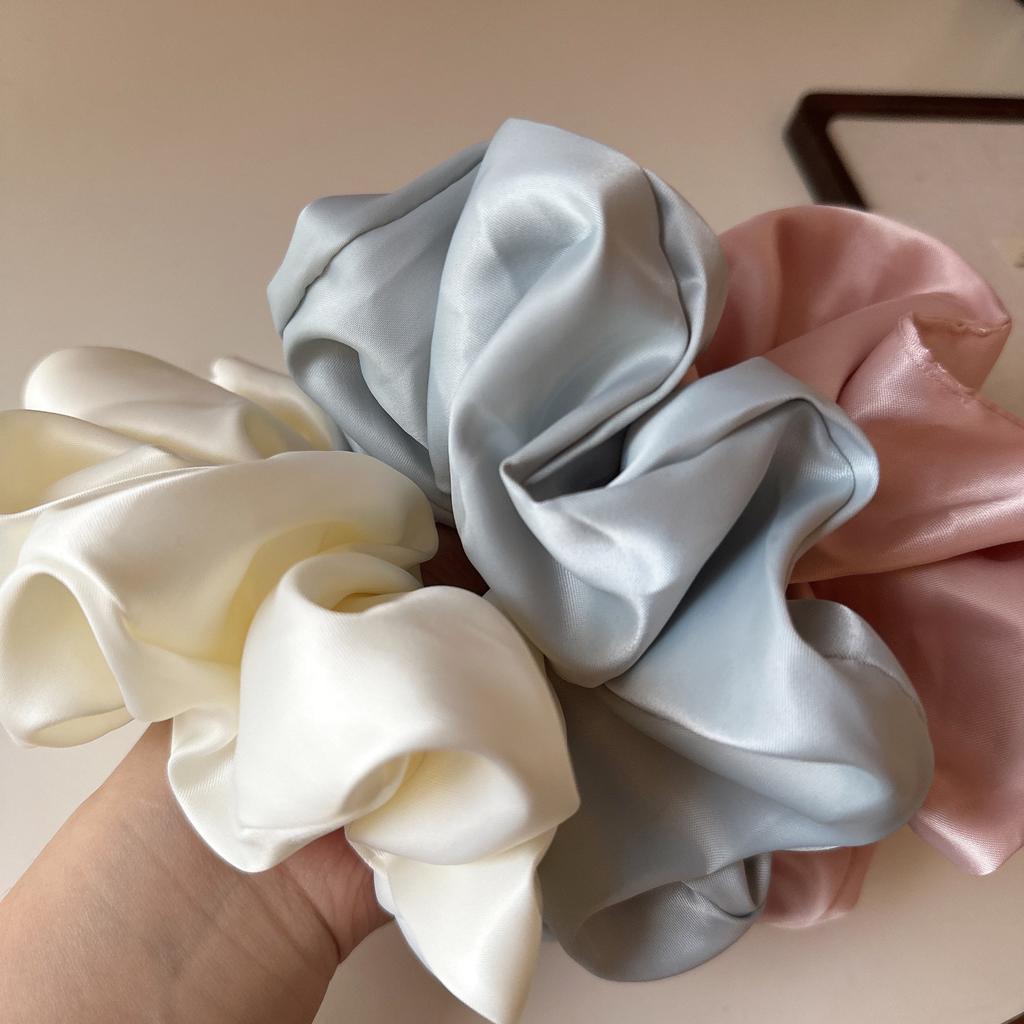 Large Scrunchies Satin Fabric Solid Color Hair Tie Elastic Hair Band Ponytail Holder Elegant Women Hair Accessories