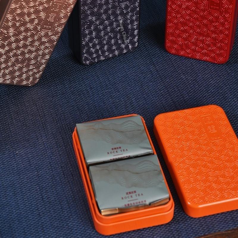 Rectangular Wavy Pattern Metal Storage Box Small Portable Organizer for Tea Bags Coffee Pods Home Office Use