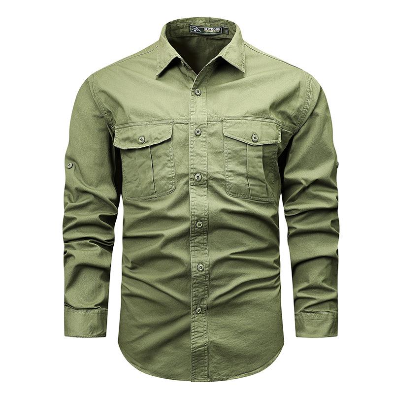 Men's Japanese Spring Casual Loose Long Sleeve Retro Workwear Shirt Jacket