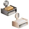 Soap Dish Carbon Steel Soap Tray Wall Mounted with Strong Suction Cup and Hook for Bathroom Organization