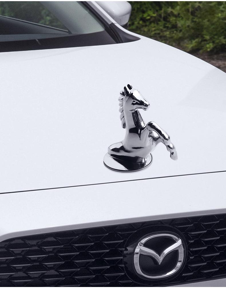 3D Horse Head Wing Car Emblem: Exterior Hood Decoration Metal Sticker