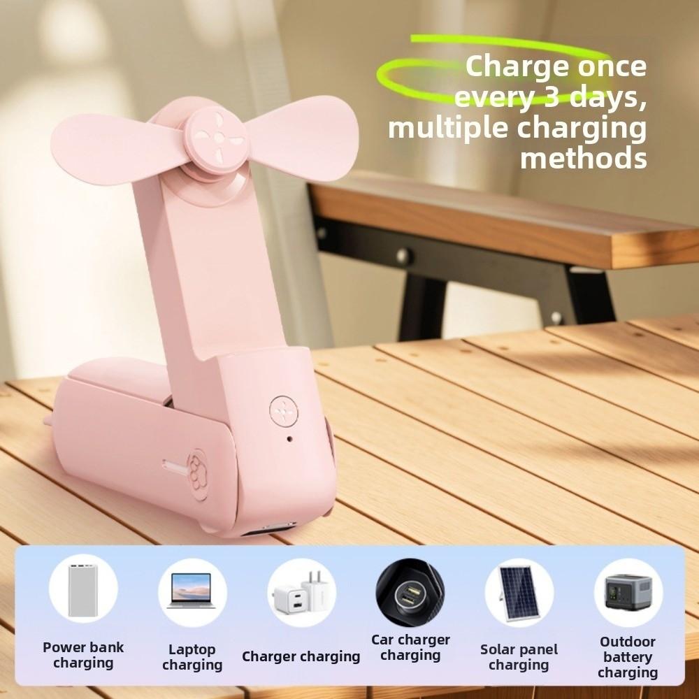 3 IN 1 Handheld Mini Fan 3 Gears Pocket Silent Fan Portable Folding Flashlight Fan  Summer Outdoor