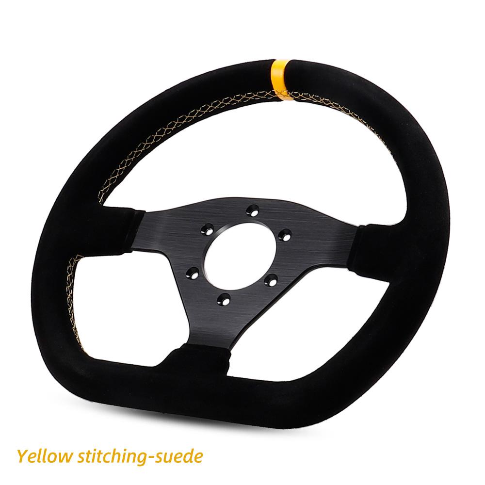 300mm Racing Steering Wheel Flat Suede Car Drift Pc Game Wheels Control Universal PCD-70mm