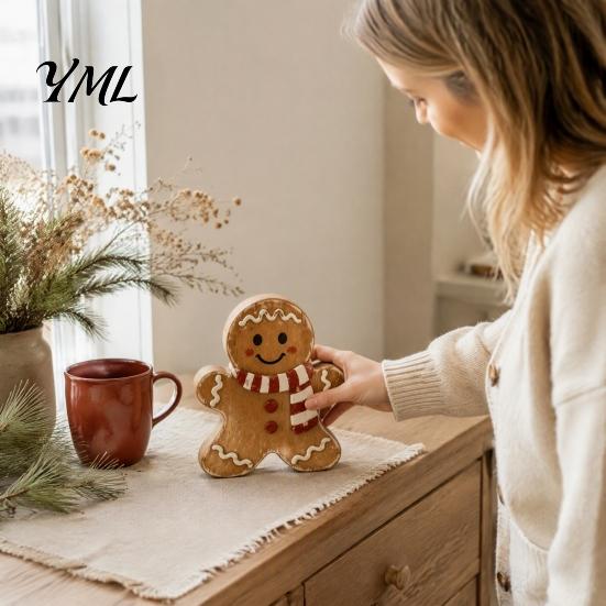 Kersttafeldecoratie Kerst Houten Peperkoekman Decor, Rustieke Peperkoek, Kerststok Huis Beeldjes, Kerst Schouw Ornamenten