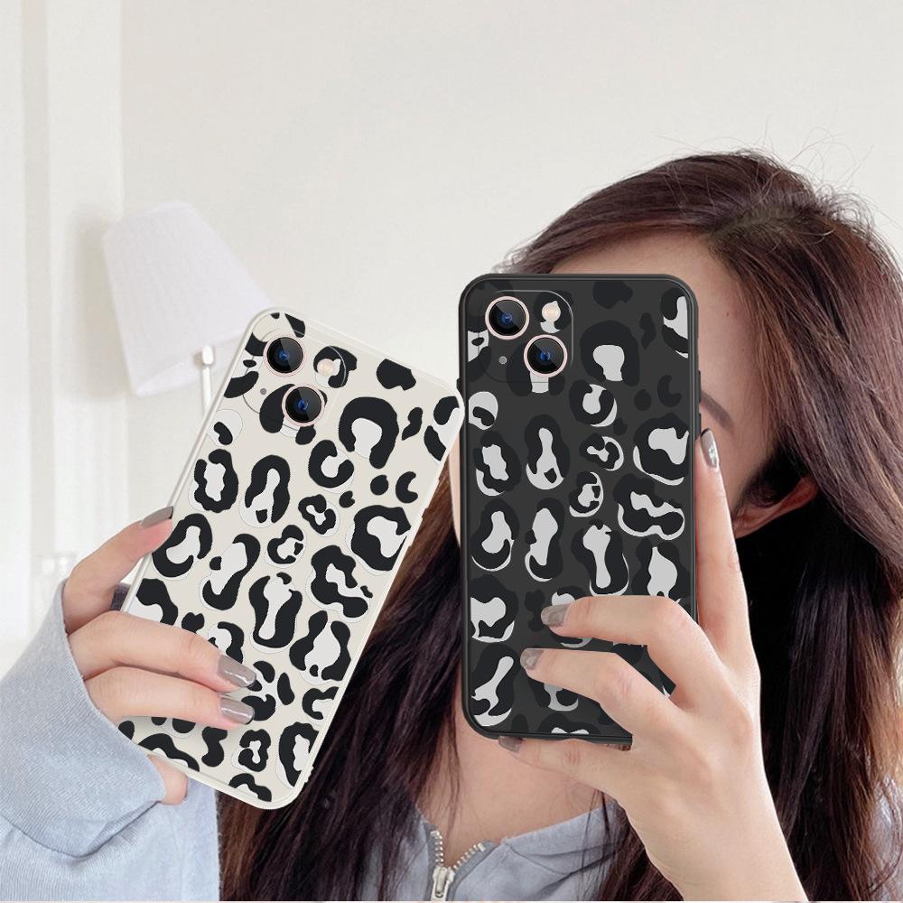 European and American leopard print mobile phone case Apple 17/16promax straight edge soft case iphone15 all-inclusive anti-drop 14p fashion