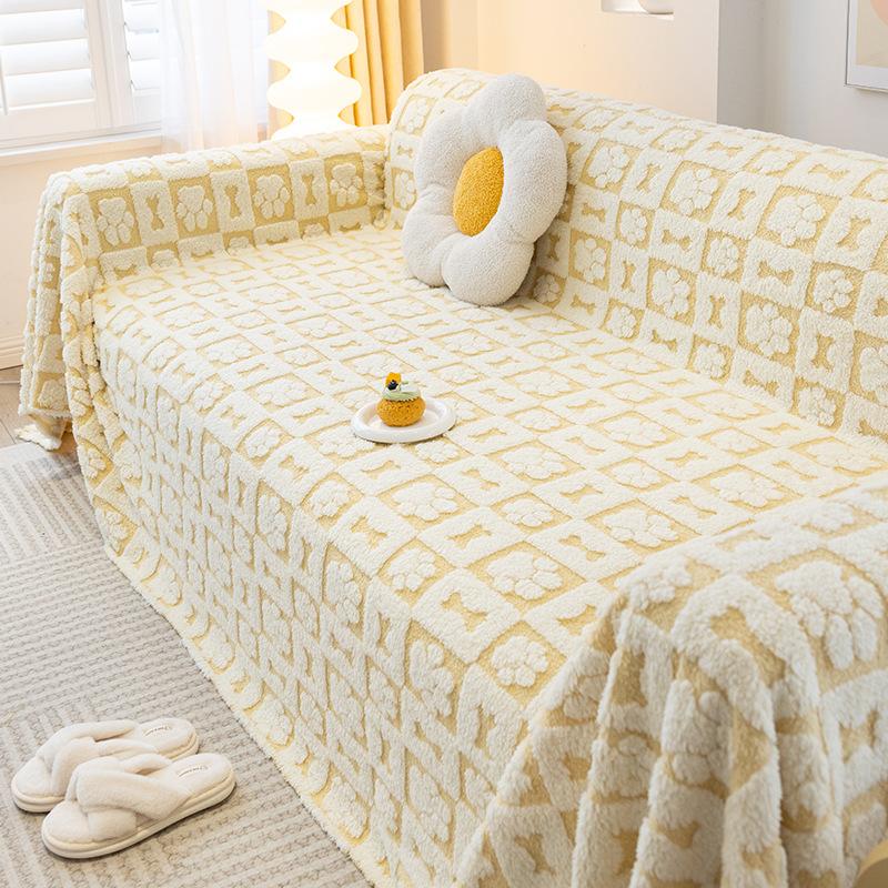 

2-местный диван, диван-полотенце, зимний теплый чехол для дивана, хлопковый шерстяной чехол для дивана, чехол для дивана для домашних животных, защитный чехол для дивана для гостиной 180X130cm жёлтый