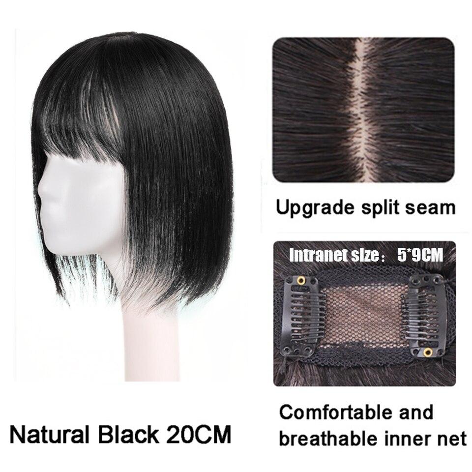 LUPU Kunsthaar-Perücken für Frauen, Clip-in-Haarteile, schwarzbraunes glattes Haar mit Pony, natürliches gefälschtes Kunsthaar