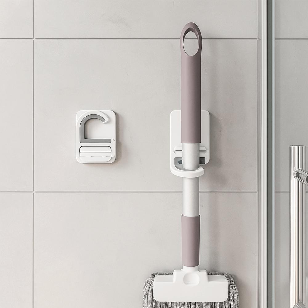3Pcs Plastic Broom Holder Self-adhesive Space Saving Broom Mop Clip Waterproof Wall Mounted Broom Brush Organizer Kitchen