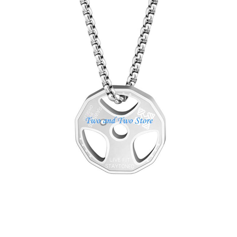 HX6F European and American Necklace Fitness Dumbbell Sports Barbell Necklace for Men