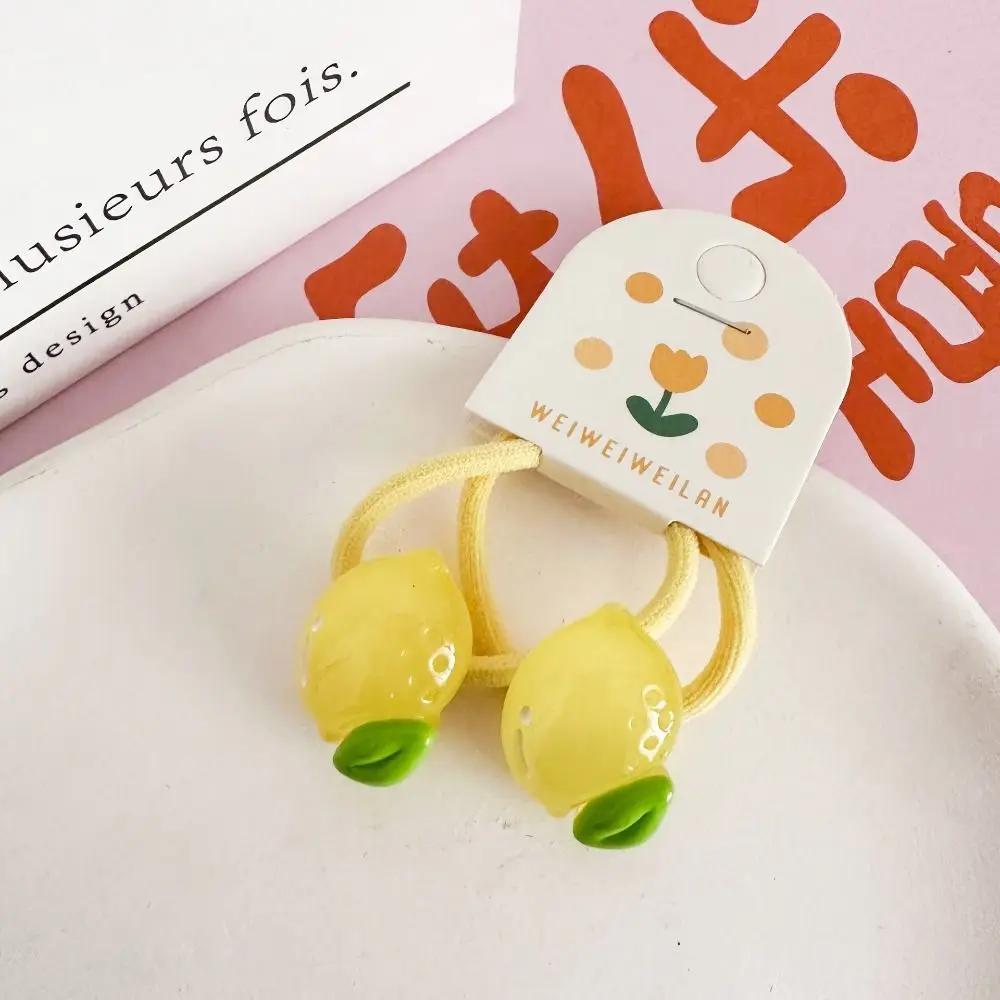 Strawberry Children Hair Scrunchies Candy Color Peach Kids Ponytail Holder Hairpin Hair Accessories Fruit Hair Rope Headdress