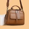 Klassische kleine Leder-Umhängetasche Vintage Boston Bag mit Reißverschluss und Nieten-Details Ideal für den täglichen Gebrauch, Arbeit, Einkaufen und Treffen mit Freunden