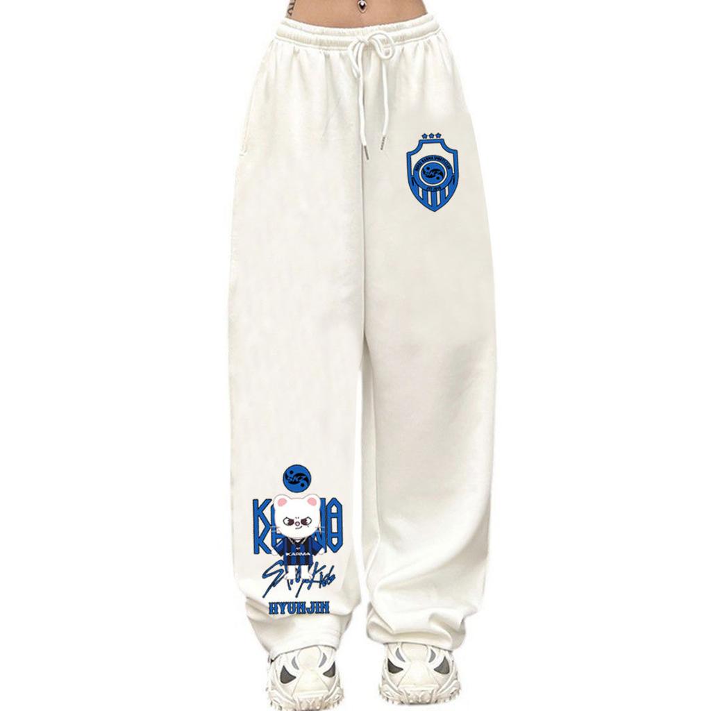Pantalon de survêtement large unisexe, imprimé Stray Kids, cordon de serrage, pantalon de sport décontracté polyvalent