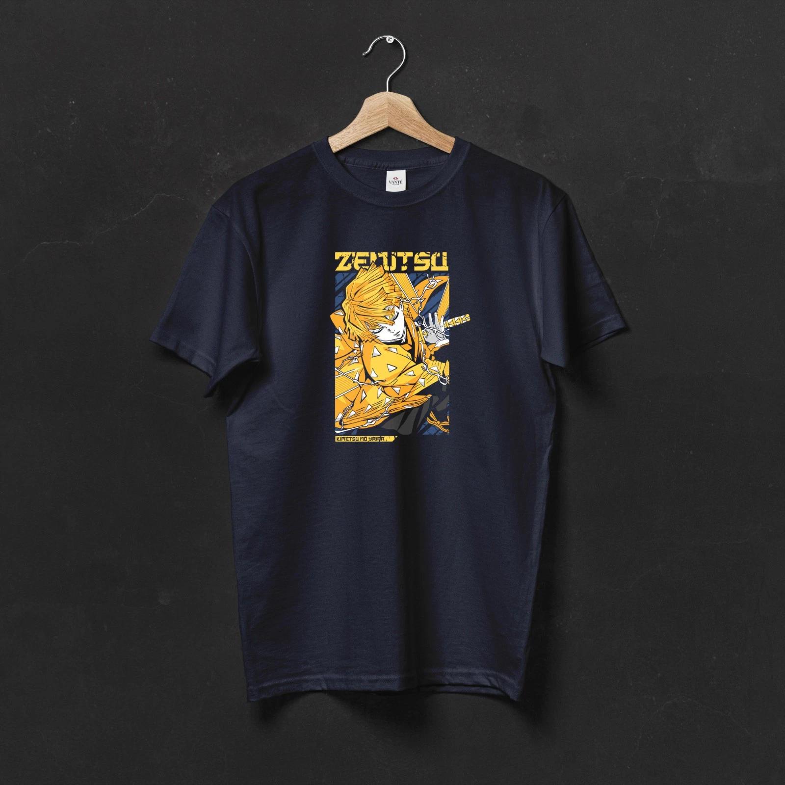 Zenitsu Agatsuma Thunder Breathing Graphic Anime T-Shirt Men Unisex Cotton Tee S