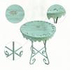 Round Side Table VintageStyle with Cutout Pattern Distressed Plant Stand for Patio, Balcony,