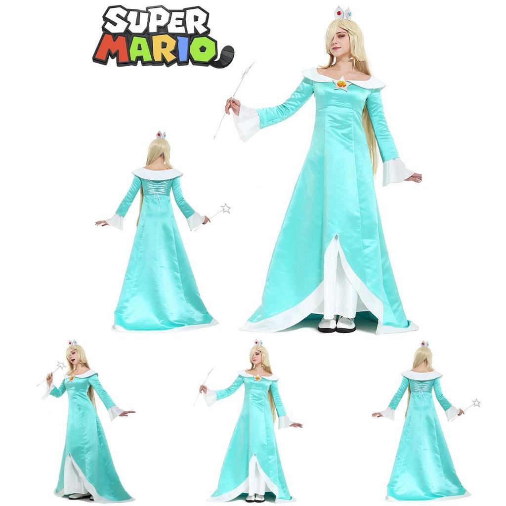 Rosalina Cosplay Kleid Aus Super Mario Galaxy Komplettes Set Mit Krone