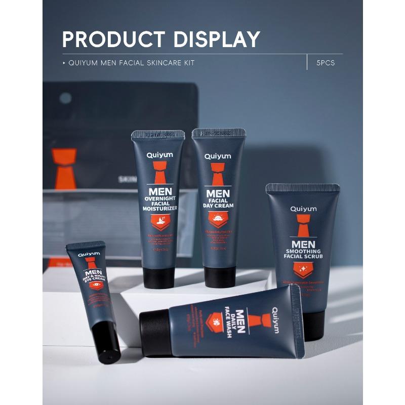 QUIYUM Skin Care set for Men, Cleansing and Moisturizing 5 pcs, Travel size