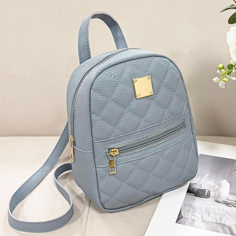 Diamond Lattice Embroidered Small Backpack Korean Small Schoolbag Women's Backpack