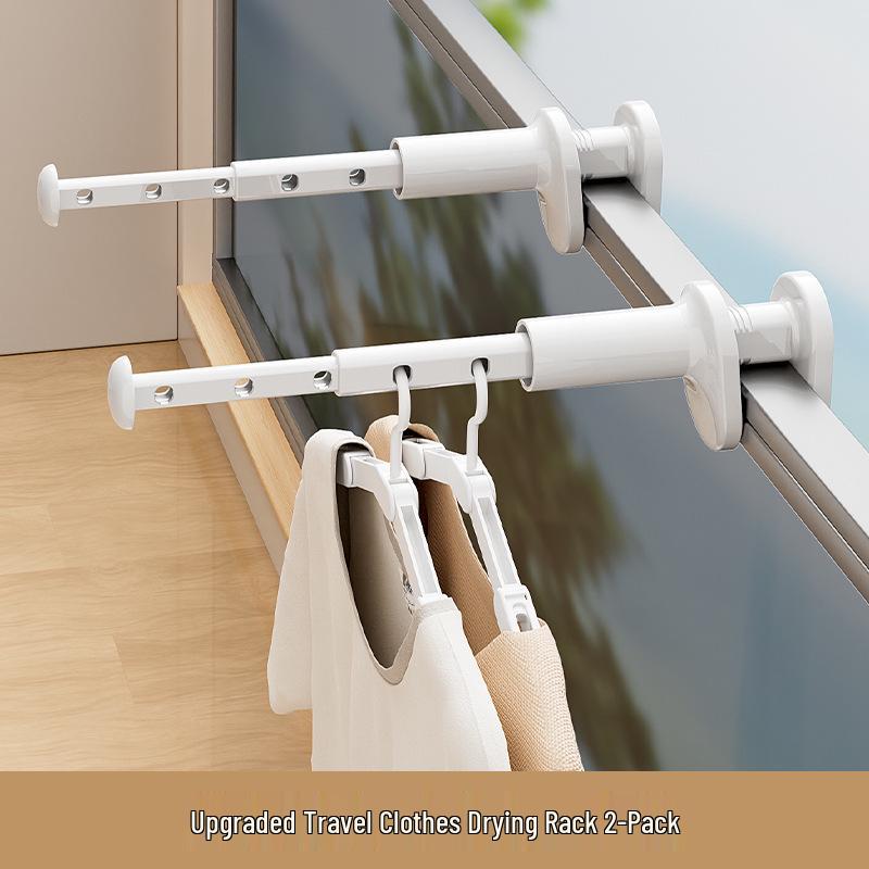 Portable Folding Travel Clothes Rack - Telescopic No-Punch Hanger for Indoor Drying