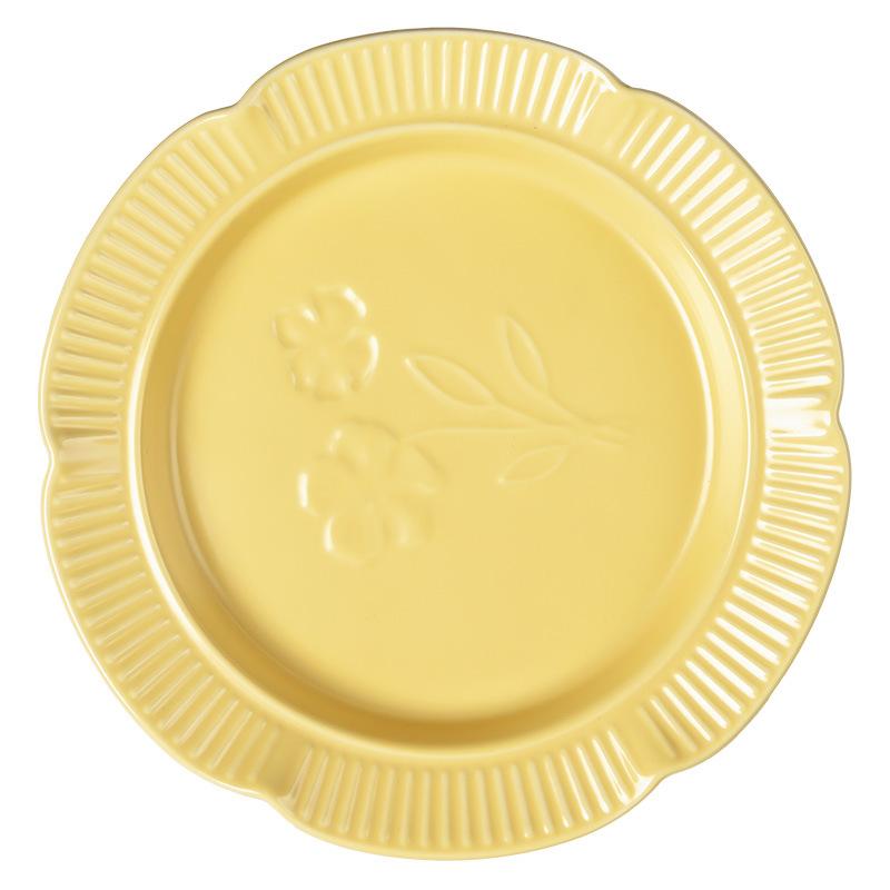 Creative Lace Edge Ceramic Plate Tableware Exquisite Household Fruit Salad Plate Practical Dessert Dim Sum Plate Vegetable Plate