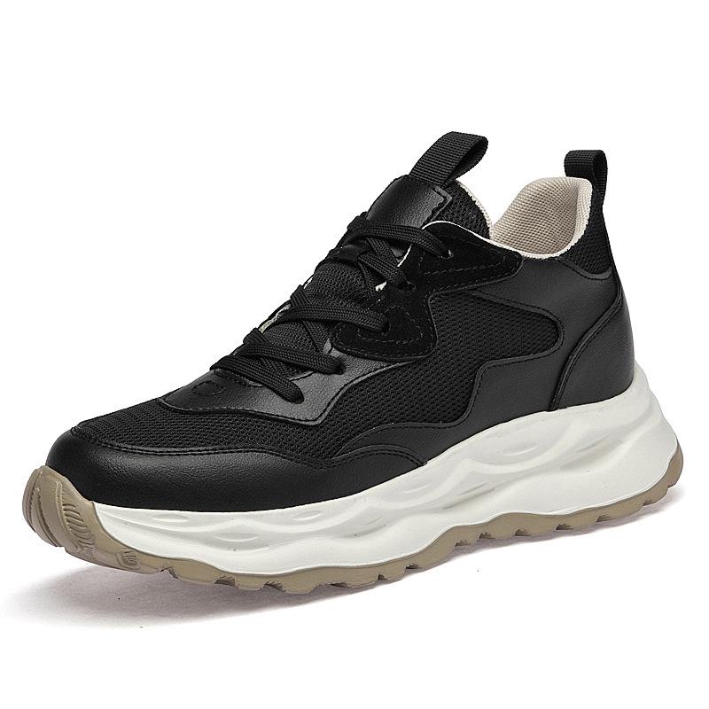Men s Casual Height-Increasing Leather Shoes - 6CM/8CM Thick Sole Mesh Sneakers Size 38