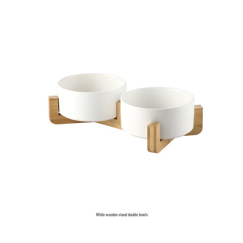 Uato Ceramic Double Pet Bowl Set with Stand